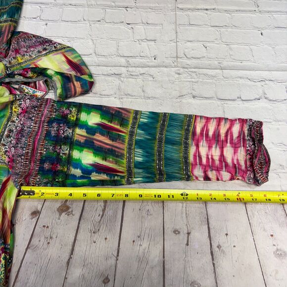 Johnny Was 3/4 Sleeve Blouse Top Shirt Size Large 100% Silk Floral Boho C095 -5 - Picture 5 of 15